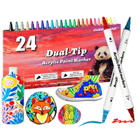 Nouveauté : Ensemble de 24 marqueurs d'art à double pointe pour la peinture, avec pointe pinceau acrylique et écriture fluide