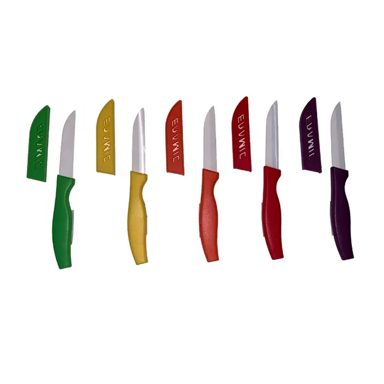 De plástico de Color mango cuchillo de cerámica pequeño cuchillo de cerámica de cocina con cubierta