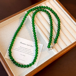 Green Ruyi Bead Necklace Long Chain Crystal Ball Shape Sweater Accessory Fashion Jewelry Gift - Product Image 1