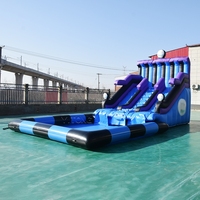 Toboggans aquatiques gonflables commerciaux longs pour enfants et adultes, toboggan gonflable pour piscine