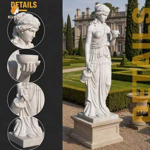Statua di Hebe in Marmo a Grandezza Naturale, Scultura Greco-Romana Intagliata a Mano in Stile Classico per Giardini e Ville - Product Image 2