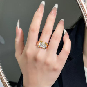 <span class=keywords><strong>Bague</strong></span> en or jaune 18 carats avec diamant de laboratoire, motif floral, style rêveur, luxe léger, pour femme - Product Image 4