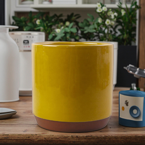 Nouvel arrivage de pots de fleurs d'intérieur en céramique jaune <span class=keywords><strong>moutarde</strong></span> pour décor de salon et de bureau - Product Image 3
