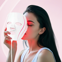 Appareil de beauté pour le soin de la peau, masque facial LED en silicone portable, 7+1 couleurs PDT, luminothérapie rouge, prise US