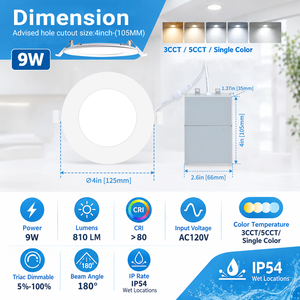 Panel <span class=keywords><strong>LED</strong></span> Empotrable <span class=keywords><strong>de</strong></span> 6 Pulgadas con Certificación CETL ES CSA, 3CCT 5CCT, Regulable, Lámpara <span class=keywords><strong>de</strong></span> Techo, Luces <span class=keywords><strong>LED</strong></span> <span class=keywords><strong>de</strong></span> 4 Pulgadas - Product Image 2