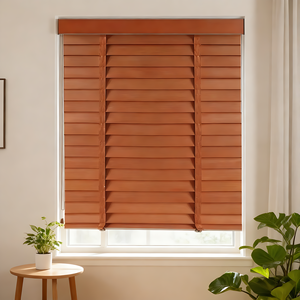 Tende Veneziane Elettriche Motorizzate Effetto <span class=keywords><strong>Legno</strong></span> con Lamelle Regolabili e Telecomando Smart per Casa e Ufficio - Product Image 1