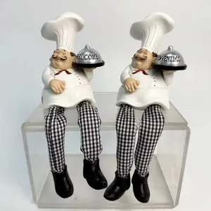 Gifts and Crafts Resin Chef Sculpture French Fat Cooker 3D Resin Statue Kitchen Decoration Resin Chef Figurine
