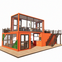 Conteneur imperméable à deux étages de 20 pieds, restaurant, bar, café, kiosque, stand, utilisation de bâtiments préfabriqués en acier, gymnase