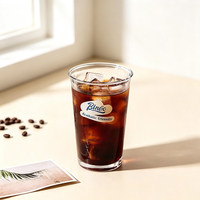 Gobelet rétro américain imprimé en verre pour café glacé, verre transparent vintage pour latte, café froid, fond épais, vaisselle imprimée