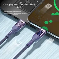 Câble de données Super Rapide 1.5M Double Type-C Veste en Nylon 100W Affichage Transparent Charge Conducteur en Cuivre Pur pour Téléphones Mobiles