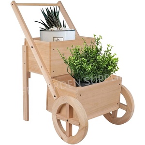 Pots de fleurs avec roues pour camion, Pots de plantes <span class=keywords><strong>en</strong></span> bois à deux échelles - Product Image 1