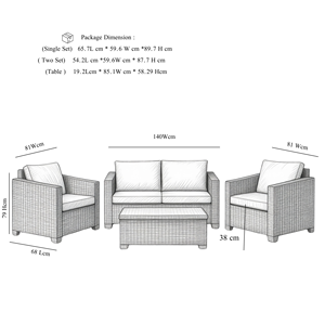 Conjunto de Sofás Seccionales de Ratán Curvos y Redondos, Ergonómicos y de Lujo, con Cojines Removibles Resistentes a la Intemperie para Jardín, Villa o Terraza - Product Image 2