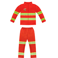 Costume de pompier pour enfants avec fermeture éclair sur le devant, col montant et ensemble veste et pantalon deux pièces pour jeux de rôle et de simulation