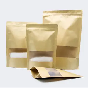 맞춤형 로고 인쇄 간식 커피 차 포장 가방 생분해 크래프트 종이 식품 파우치