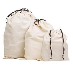 LOGOTIPO personalizado Impresso Lona Algodão Musselina Sapato Saco Presente String Drawstring Bag Cover Embalagem Sacos de Poeira para bolsas por atacado