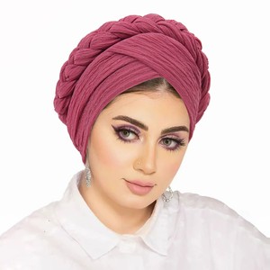 Nuevo Turbante de Tela de Seda Brillante con Burbujas, Gorro Musulmán de Moda con Trenza Trenzada, Gorros Turbantes Árabes, Hijabs Interiores de Poliéster, Boné - Product Image 3