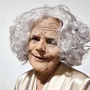 Maschera in lattice realistica da donna anziana con rughe dettagliate, texture della pelle autentica, tema divertente e scherzoso, a copertura totale del viso per oggetti di scena di Halloween - Product Image 2
