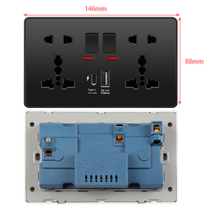 146mm interrupteurs électriques universels Double Gang prise <span class=keywords><strong>interrupteur</strong></span> mural <span class=keywords><strong>Port</strong></span> <span class=keywords><strong>USB</strong></span> pour la maison interrupteurs muraux électriques 250V - Product Image 1