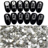 Vente en gros 1kg Emballage en vrac Strass non correctifs Strass cristal blanc dos plat pour Nail Art