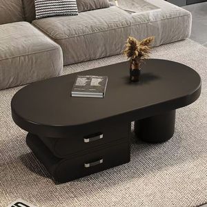 Minimalist Oval <b>Coffee</b> <b>Table</b> Wood Top Baking Paint Modern Living Room Furniture - Product Image 1