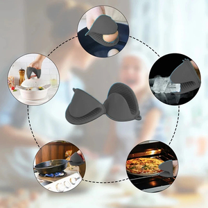 Mini-gants de four en <span class=keywords><strong>silicone</strong></span> résistants à la chaleur, isolants et antidérapants, avec pince pour support de casseroles, épaissis pour la cuisson - Product Image 2