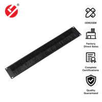 Panel Manajemen Kabel Tipe Brush 19 Inch 2U untuk Rak, Pengatur Kabel Masuk, Manajer Kabel Data Center, Kabinet Jaringan, Warna Hitam