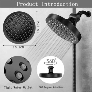 Anti-leak Nozzles 6 Inch High Pressure Rainfall Showerhead <b>Shower</b> Head With Handheld Combo Adjustable Swivel <b>Shower</b> Head - Product Image 4