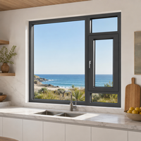 Ventanas Abatibles de Aluminio HUACAI OEM, Modernas, Antirrobo, con Aislamiento Térmico para Uso Exterior en Dormitorios