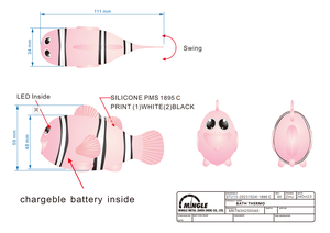 Bé tắm Nhiệt kế bơi Robot cá với ánh sáng dẫn, cảm biến nhiệt độ, không thấm nước, có thể sạc lại, thiết kế dễ thương - Product Image 6