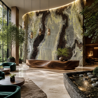 Grande dalle de marbre vert rêve naturel poli pour le comptoir de réception d'hôtel, le revêtement mural, le revêtement de sol et les carreaux