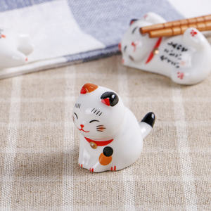Lucky Nafu Ceramic Lucky Cat Chopsticks Rack Home Decorative Dining <b>Table</b> Mascot <b>Promotional</b> Tableware Necessary Chopsticks - Product Image 2