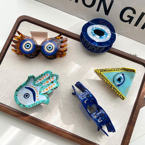 OEM ODM Accessori per capelli unici: Fermagli <span class=keywords><strong>a</strong></span> pinza in acetato con Occhio di Allah Blu e Fermagli <span class=keywords><strong>a</strong></span> pinza statement <span class=keywords><strong>a</strong></span> mano di Hamsa in stile Boho, all'ingrosso - Product Image 3