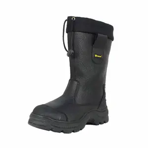 S3 Persetujuan Kerja Yang Efektif Ranger Pria Daya Tahan Insulated Baja Kaki Nyaman Hitam Asli Kulit Gandum Sepatu Safety