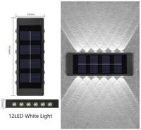 Lampes murales d'extérieur en gros, 12 LED, 16 LED, batterie 600 mAh, autonomie 10 heures, lumière blanche chaude, projecteurs solaires muraux