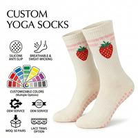 Chaussettes de yoga et de Pilates sportives antidérapantes en coton tricoté 100 % avec logo personnalisé, soutien de la voûte plantaire respirant pour femmes - Vente en gros OEM