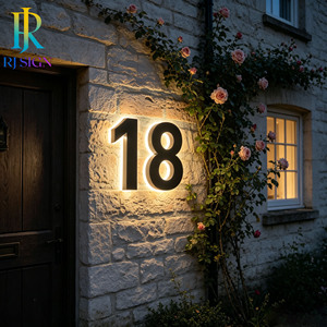 Letrero de Número de Casa LED Personalizado, Placa de Dirección Metálica Retroiluminada para Villa de Lujo, Mansión, Jardín, Puerta Exterior, Letrero 3D <span class=keywords><strong>D1</strong></span> - Product Image 1