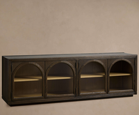 Meubles de salon de style américain de luxe en chêne massif, console multimédia à 4 portes