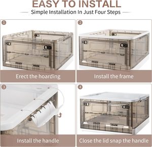 กล่องเก็บของพลาสติกพับได้พร้อมฝาปิดกล่องเก็บของความจุขนาดใหญ่พร้อมฝาปิดสำหรับพื้นที่ในครัวเรือน - Product Image 4