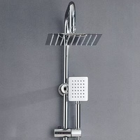 Kit de robinet et poignée de salle de bain simplement chromé colonne de douche ensemble de douche à effet pluie en acier inoxydable