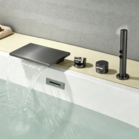 Robinet de baignoire cascade en laiton poli avec mitigeur eau chaude et froide à débit élevé, ensemble de douche pluie monocommande pour usage hôtelier
