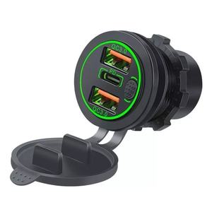 12V 30W Double QC 3.0 USB + PD Type-C <span class=keywords><strong>Chargeur</strong></span> de <span class=keywords><strong>voiture</strong></span> rapide Adaptateur de prise de courant pour <span class=keywords><strong>voiture</strong></span> Marine RV Bleu <span class=keywords><strong>Vert</strong></span> Rouge LED - Product Image 2