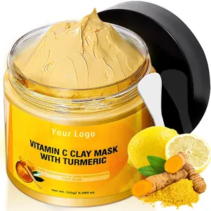 Custom Facial Mask Tumeric Bentonite Skin Care Detox Whitening Anti Acne Turmeric Clay Mask Female OEM ODM Private Label Service