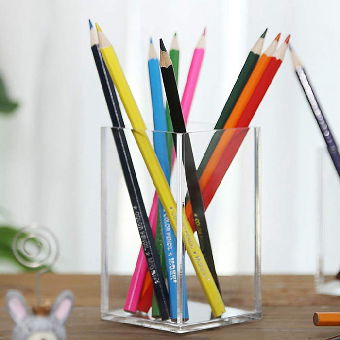 3 Portapenne In Acrilico Trasparente - Organizer Per Scrivania, Ufficio O Casa - Foto 5