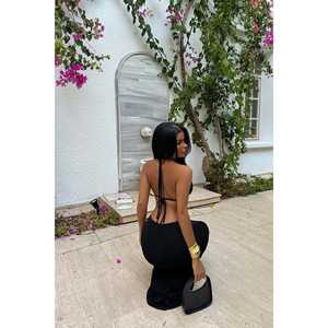 Costume formel noir avec jupe à boutons - Product Image 1