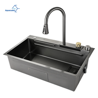 Populaire 304 acier inoxydable Nano étape évier cuisine cuisine multifonctionnelle bol unique cascade évier de cuisine