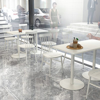 Table à manger rectangulaire en métal au design moderne pour salons de thé, restauration commerciale, réceptions, chaises décontractées, petit carré