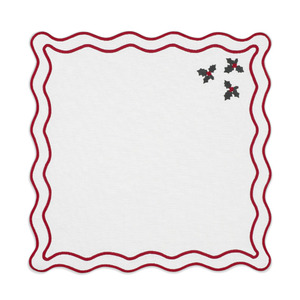 Ensemble de serviettes de table durables brodées de houx vert bordure rouge double pétoncle pour la maison restaurants événements mariage inclus - Product Image 5