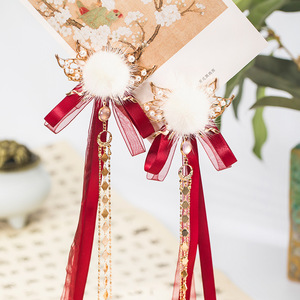 Clearance sale of Hanfu (traditional Chinese clothing) with pom-poms, children's hair <b>clips</b>, tassels, <b>bows</b>, ribbons, and long - Product Image 2