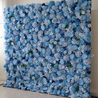 Mur floral artificiel L-BFW personnalisé en soie, roses bleues et blanches, pour décoration de mariage, fête prénatale, mur de fleurs artificielles, décoration intérieure, support en tissu