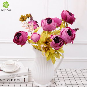 QIHAO 13-Forked Autumn Peony Silk Flower High Simulation Wedding Home Decoration - Product Image 3